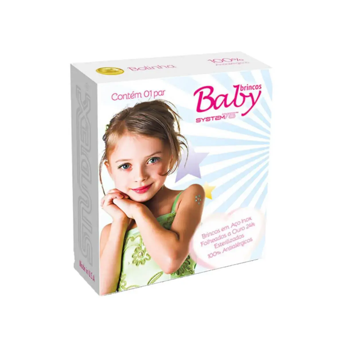 Brinco Infantil Antialérgico Studex Baby Mini Ball com 1 par
