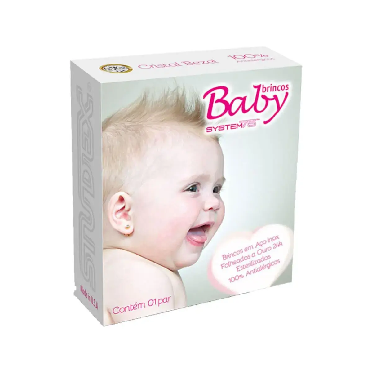 Brinco Infantil Antialérgico Studex Baby Cristal com 1 par