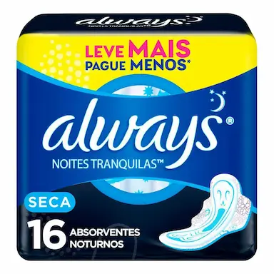 Absorvente Always Noites Tranquilas Cobertura Seca com Abas com 16 unidades