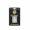Brinco Studex Supermaxxi Dourado Pedra Verde com 1 par