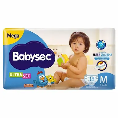 Fralda Babysec UltraSec Mega Galinha Pintadinha M - 38 Unidades