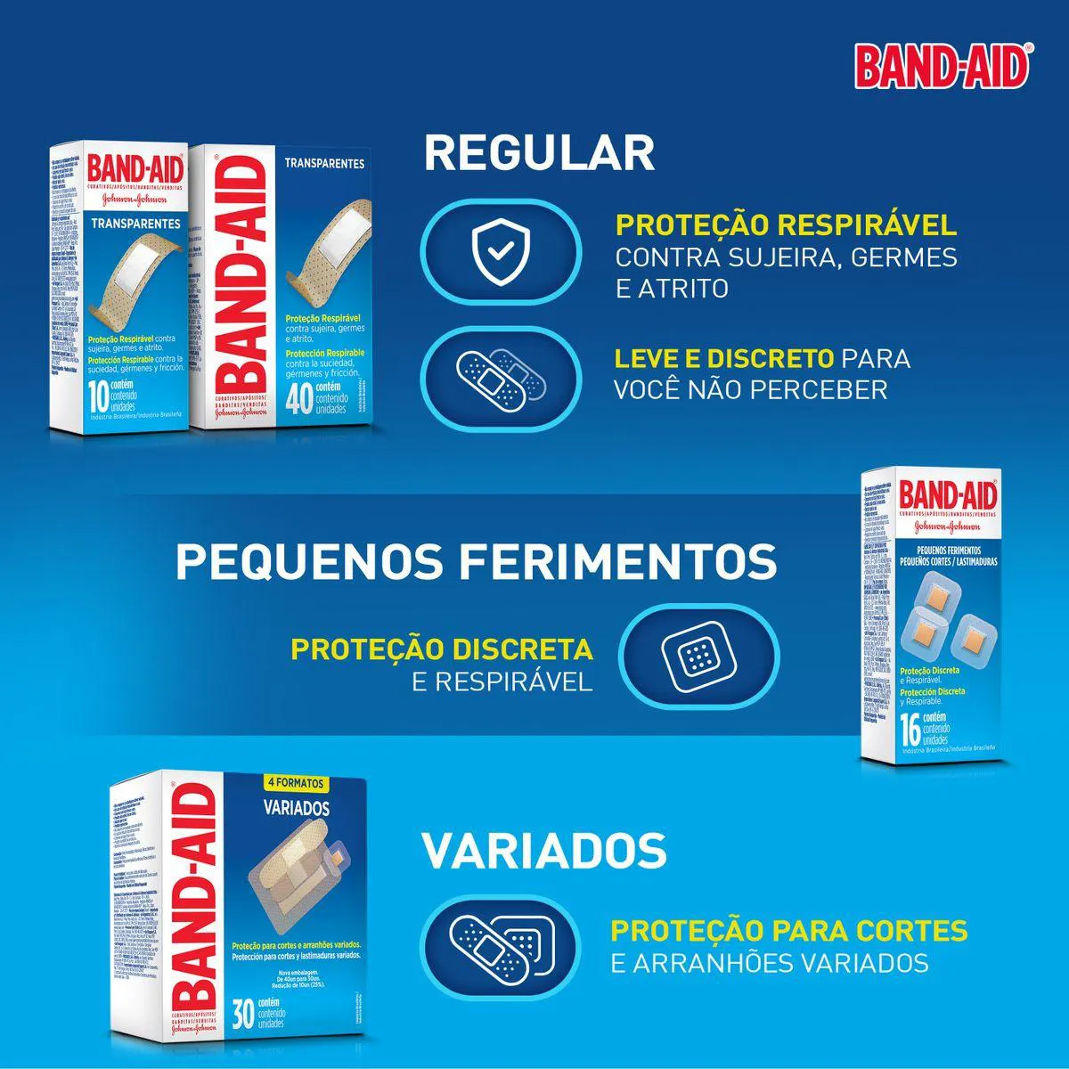 Band-Aid Curativos Transparentes com 40 unidades