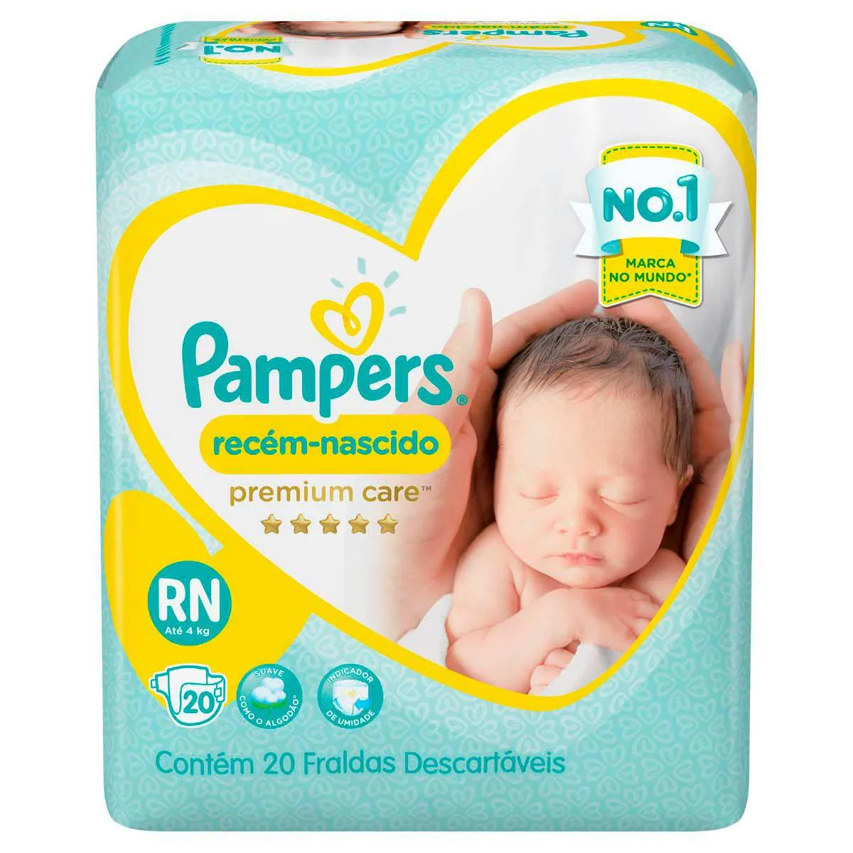 Fralda Pampers Premium Care Recém-Nascido RN - 20 Unidades
