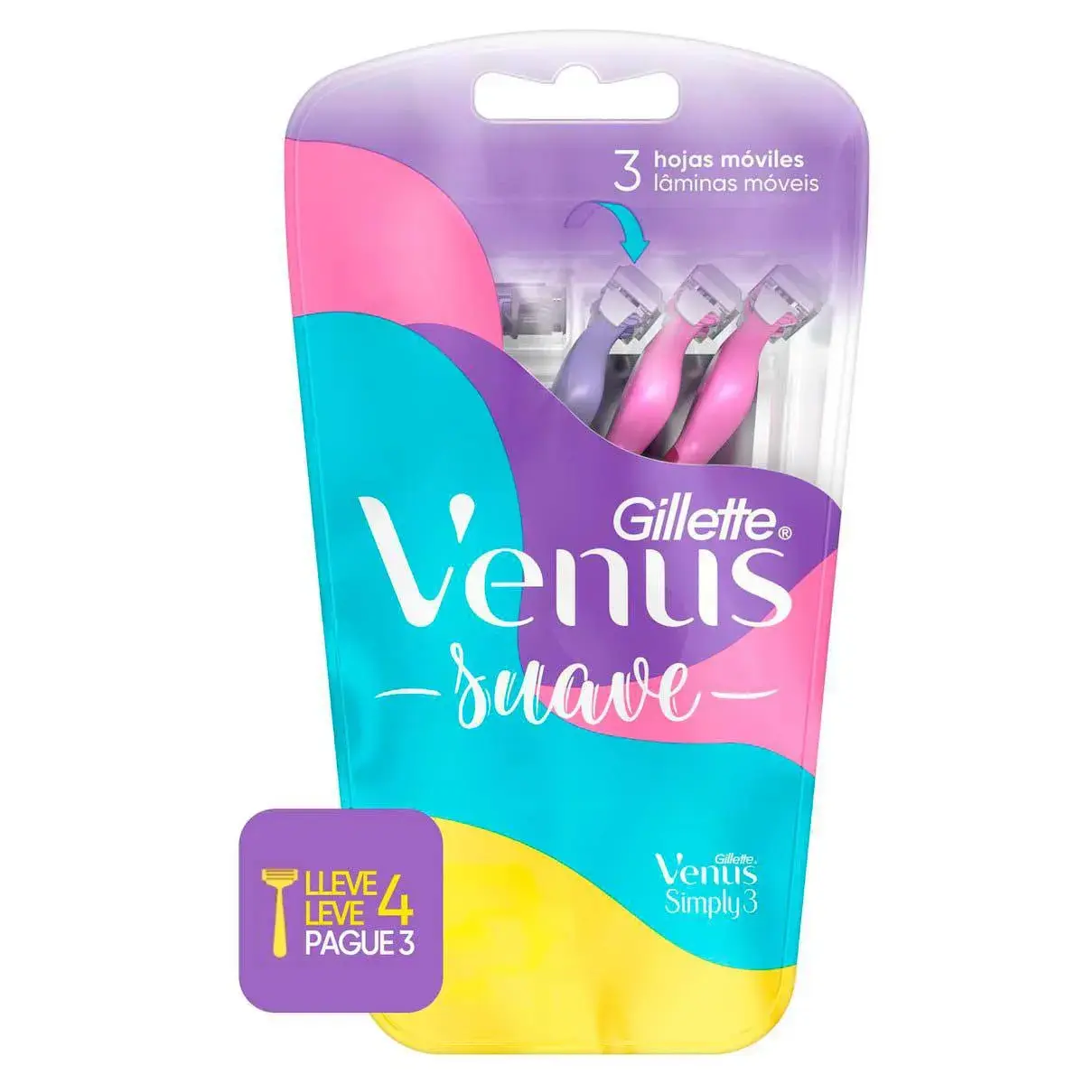 Aparelho de Depilar Descartável Gillete Venus Suave com 4 unidades