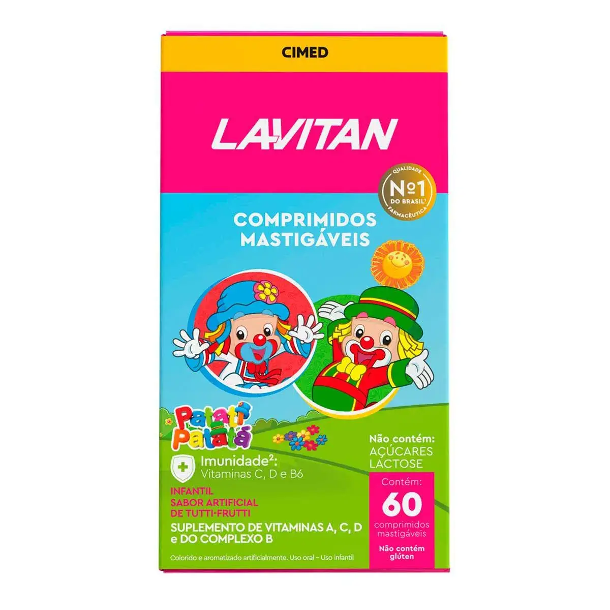 Suplemento Vitamínico Infantil Lavitan Kids Sabor Tutti-Frutti com 60 comprimidos