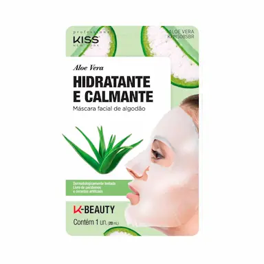 Máscara Facial de Algodão Kiss NY Aloe Vera Hidratante e Calmante com 1 unidade