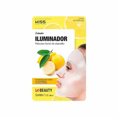 Máscara Facial de Algodão Kiss NY Limão Iluminador com 1 unidade