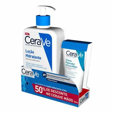 Kit CeraVe Loção Hidratante Corporal com 473ml + Creme Reparador de Mãos com 50ml