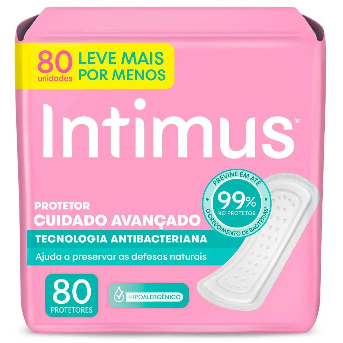 Protetor Diário Intimus Tecnologia Antibacteriana 80 Unidades