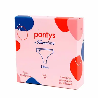 Calcinha Absorvente Menstrual Lavável Pantys e Sempre Livre Tamanho P Cor Preta