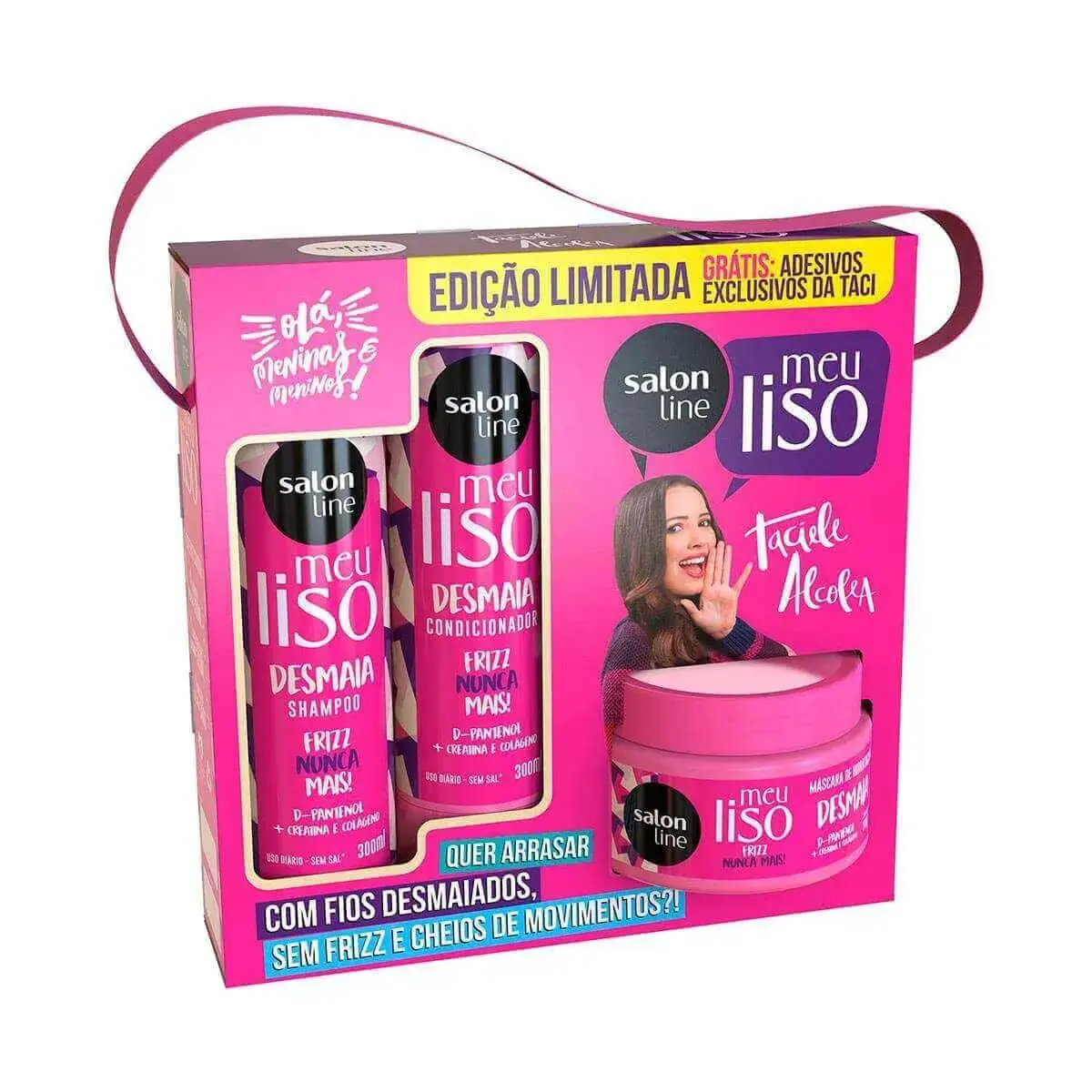 Kit Salon Line Meu Liso Desmaia Taciele Alcolea com Shampoo + Condicionador + Máscara de 300ml cada