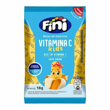 Fini Bem-Estar Kids Bala de Gelatina de Vitamina C com Sabor de Banana com 18g