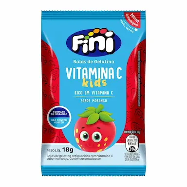Bala de Gelatina Fini Vitamina C kids Morango 18g