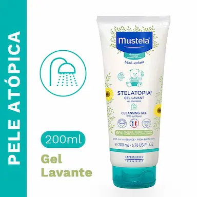 Stelatopia Gel Lavante Mustela Bebê Pele Seca e Atópica com 200ml