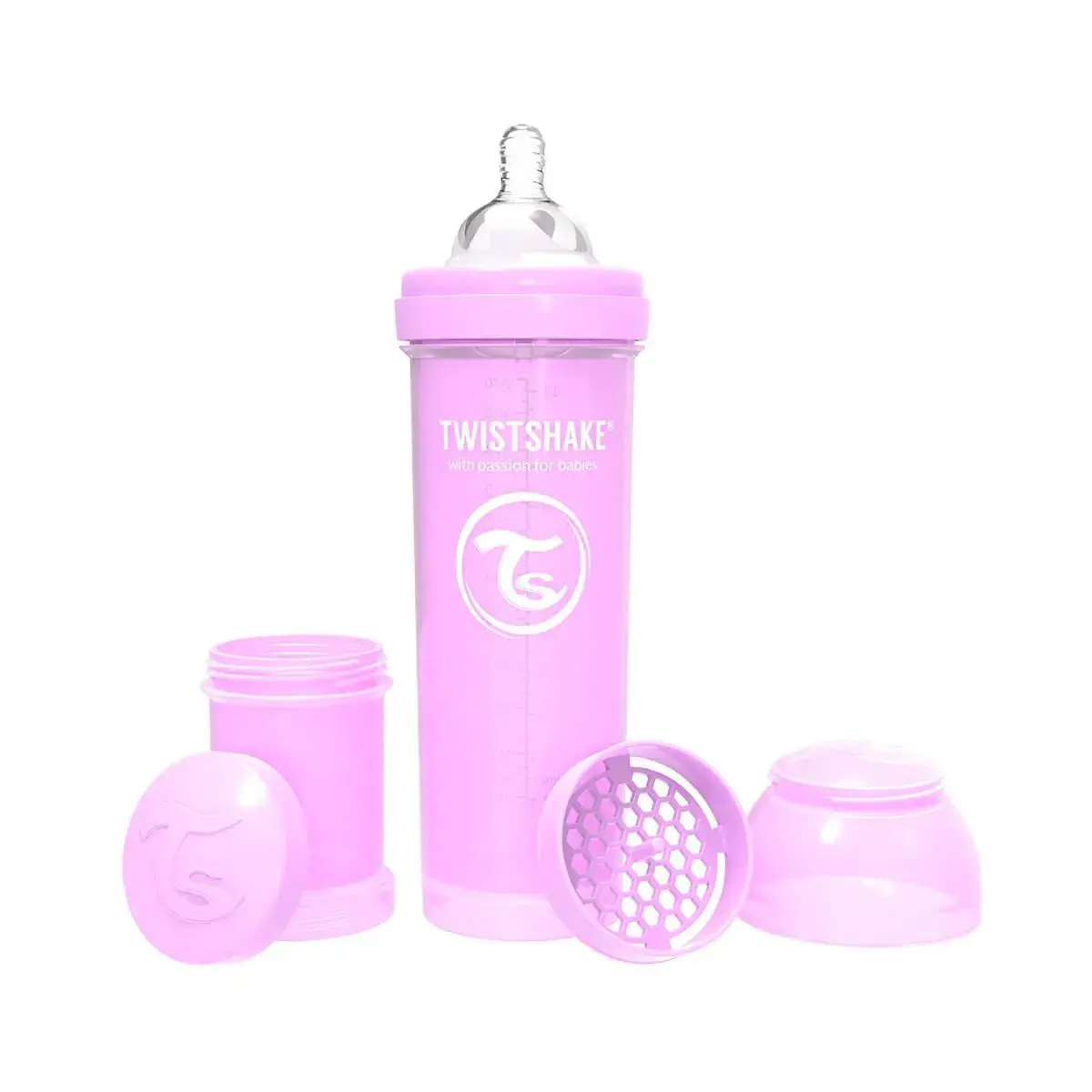 Mamadeira Twistshake Anticólica Roxa capacidade 330ml com 1 unidade