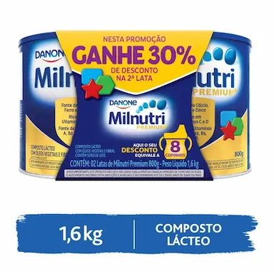 Kit Composto Lácteo Milnutri Premium Danone Fase Pré-Escolar - 2 Unidades de 800g cada