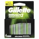 Carga para Aparelho de Barbear Gillette Mach3 Sensitive com 4 unidades