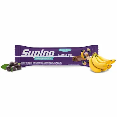Barra de Fruta Supino Sabor Chocolate com Recheio Banana e Açaí com 24g