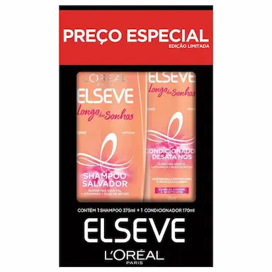 Kit Elseve Longo dos Sonhos com 1 Shampoo de 375ml + 1 Condicionador de 170ml