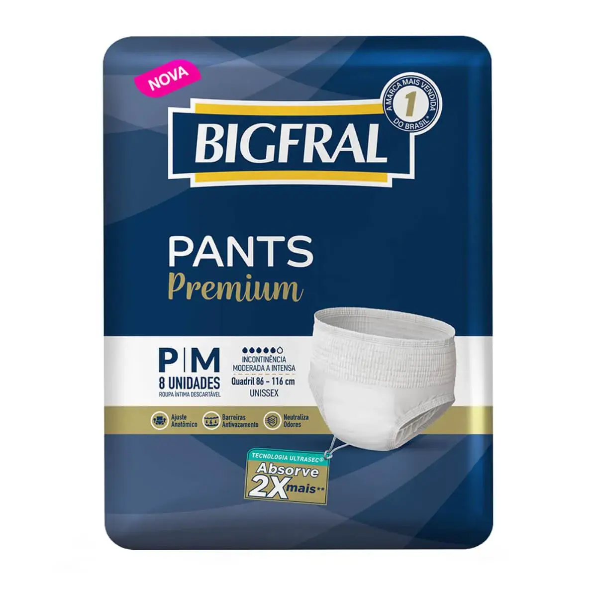 Roupa Íntima Bigfral Pants Premium P/M 8 unidades