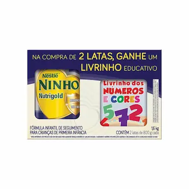 Kit Fórmula Infantil Ninho Nutrigold com 2 latas de 800g cada + Livro Educativo