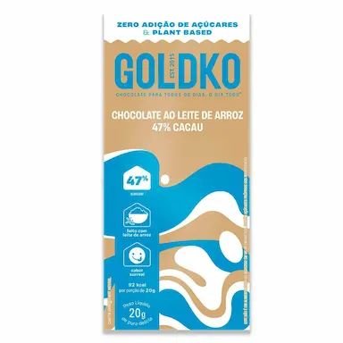 Chocolate ao Leite de Arroz 47% Cacau Gold&Ko com 20g