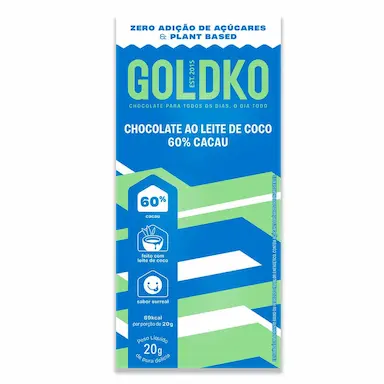 Chocolate ao Leite de Coco 60% Cacau Gold&Ko com 20g