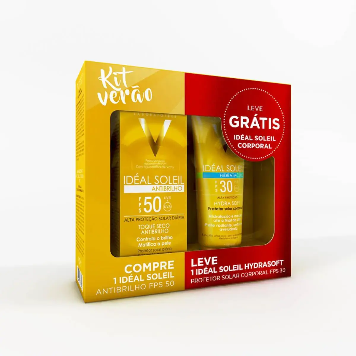 Kit Protetor Solar Facial Idéal Soleil Antibrilho FPS 50 com 40g + Protetor Solar Corporal Idéal Soleil FPS 30 com 120ml