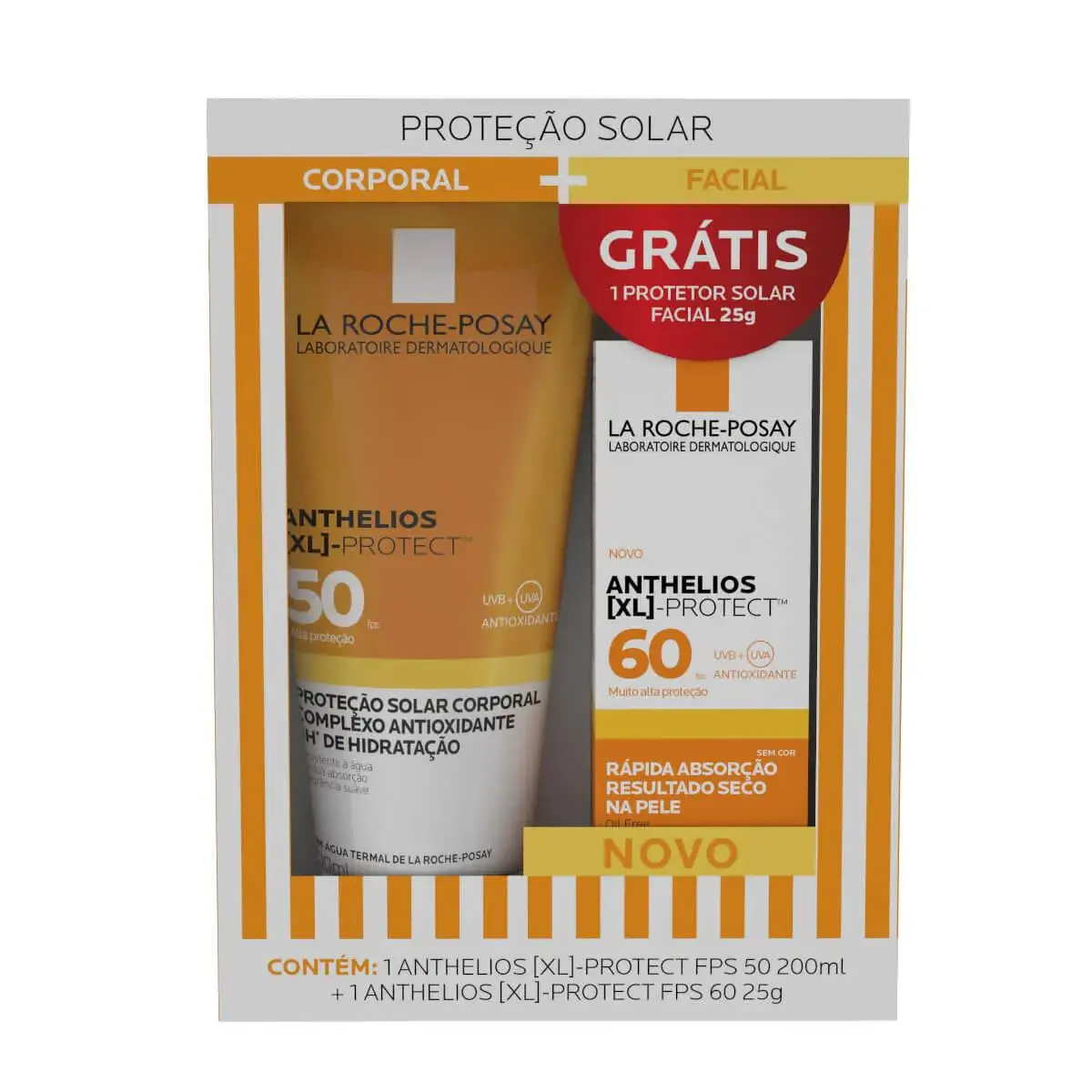 Kit Anthelios XL Protect Protetor Solar Corporal FPS 50 com 200ml + Protetor Solar Facial FPS 60 com 25g