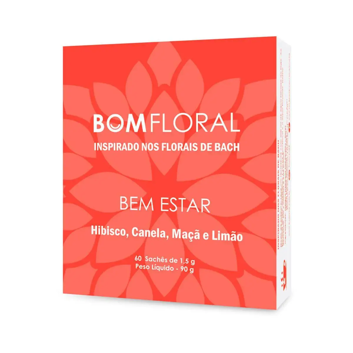 Chá Bom Floral Bem Estar Sabor Hibisco, Canela, Maçã e Limão com 60 sachês