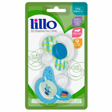 Chupeta Lillo Dia e Noite Tamanho 2 Cor Azul com 2 unidades