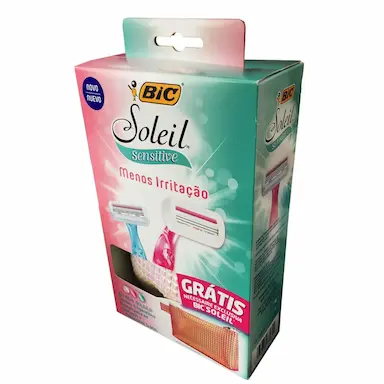 Kit Bic Soleil Sensitive Aparelho de Depilar Descartável com 4 unidades + Necessaire grátis