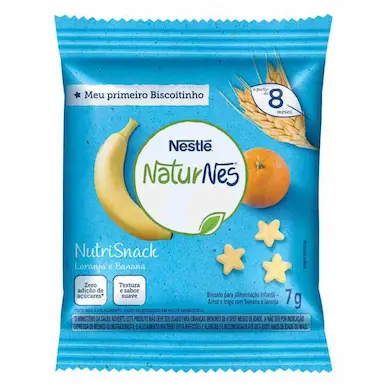 Biscoitos Nutrisnack Nestlé Naturnes 8 meses+ Laranja e Banana com 7g