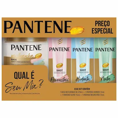 Kit Pantene Misturinha Base com 270ml + 3 Ampolas Shots com 15 ml cada