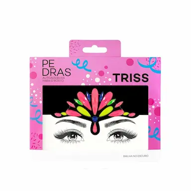Adesivos Faciais Transparentes em Jóias Triss Neon com Glitter com 1 cartela