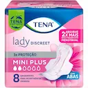 Absorvente para Incontinência Urinária Leve a Moderada Tena Lady Discreet Mini Plus Com Abas com 8 unidades