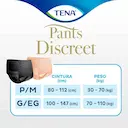 Roupa Íntima Feminina Tena Pants Discreet Nude G/EG 8 unidades