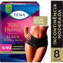 Roupa Íntima Feminina Tena Pants Discreet Black G/EG 8 unidades