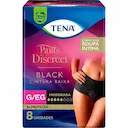 Roupa Íntima Feminina Tena Pants Discreet Black G/EG 8 unidades
