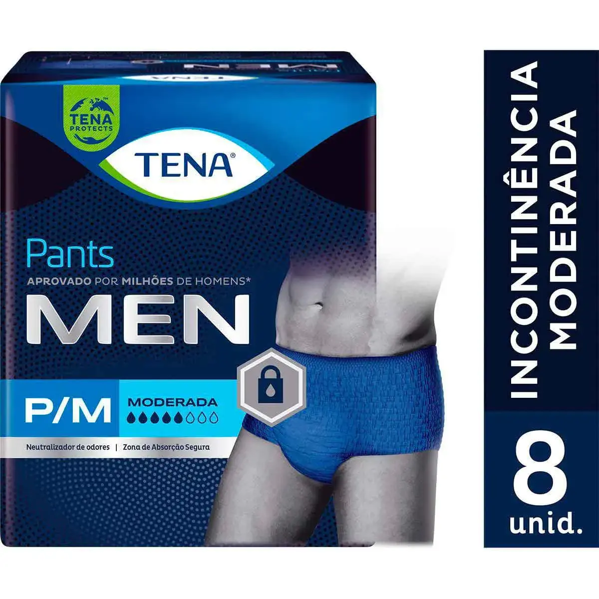 Roupa Íntima Masculina Tena Pants Men P/M 8 unidades