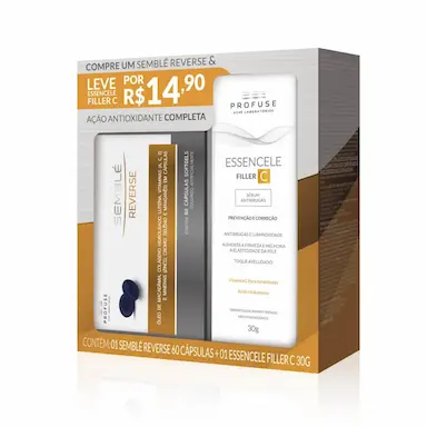 Kit Profuse Suplemento Semblé Reverse com 60 cápsulas + Sérum Antirrugas Essencele Filler C Rosto com 30g