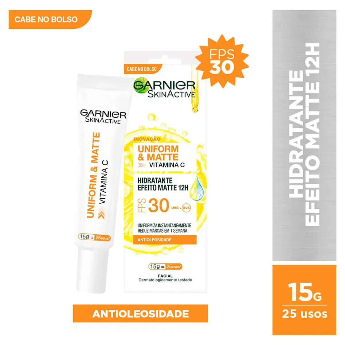 Protetor Solar Hidratante Facial Garnier Uniform & Matte Vitamina C FPS 30 15g