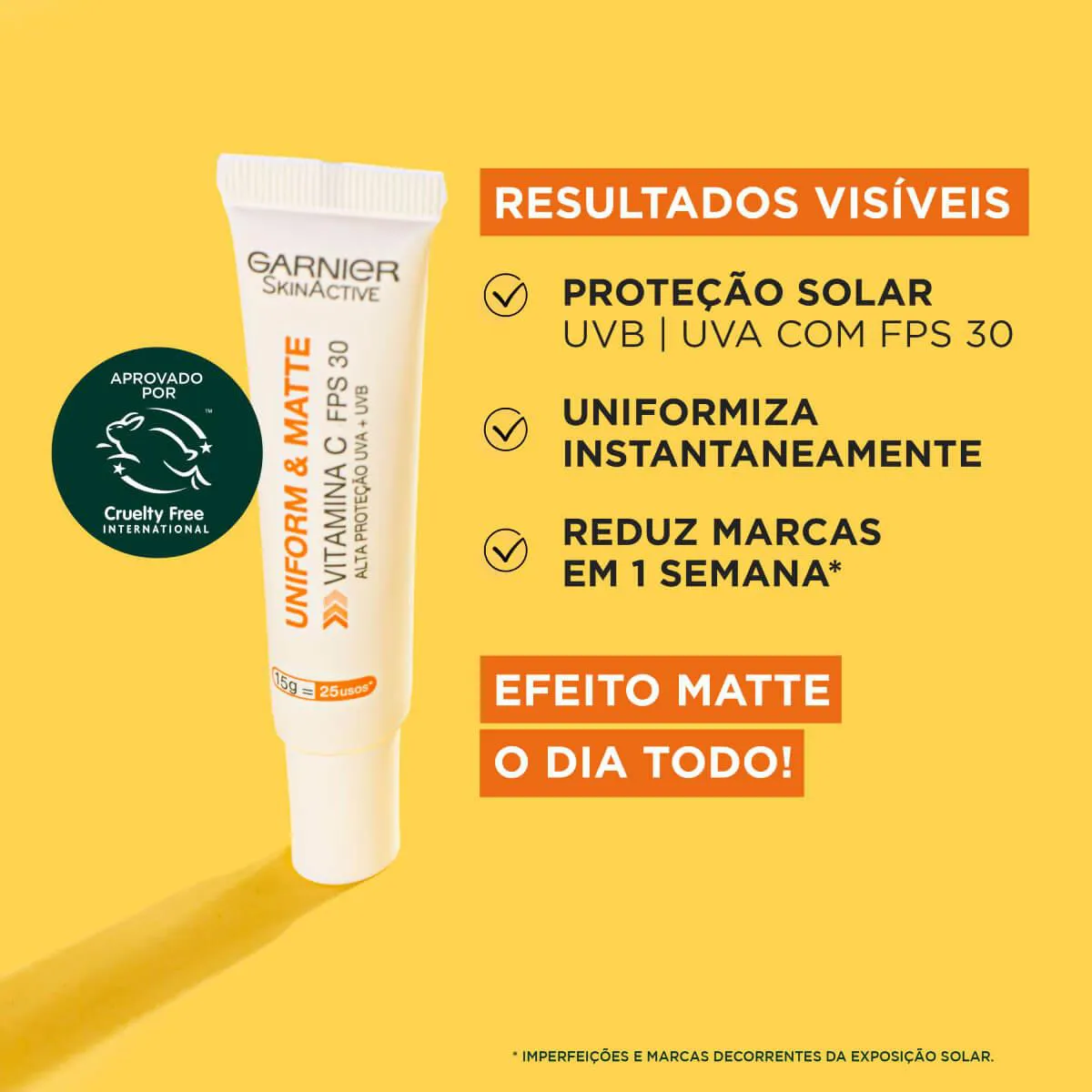 Protetor Solar Hidratante Facial Garnier Uniform & Matte Vitamina C FPS 30 15g