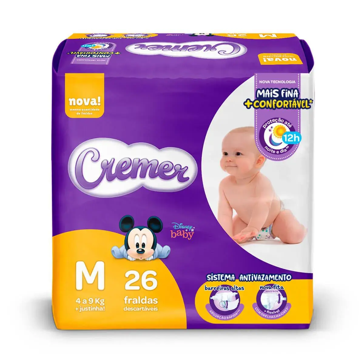 Fralda Cremer Disney Baby M - 26 Unidades