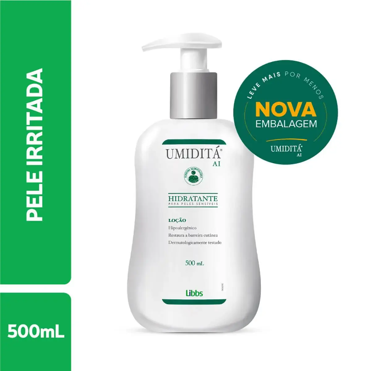 Loção Hidratante Corporal Umiditá AI Pele Sensível com 500ml