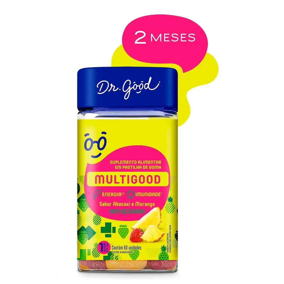 Suplemento Alimentar Dr. Good Multigood Abacaxi e Morango com 60 Unidades