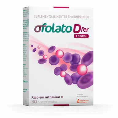 Suplemento de Vitamina D Ofolato D Fer 1.000UI com 30 comprimidos