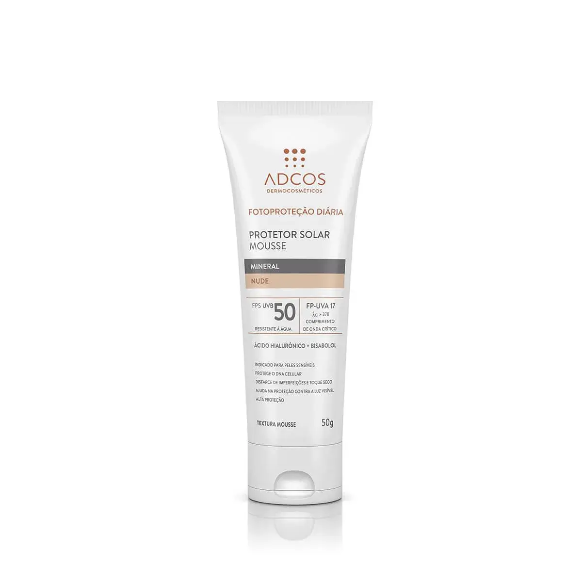 Protetor Solar Mousse Adcos Mineral Nude FPS50 om 50g