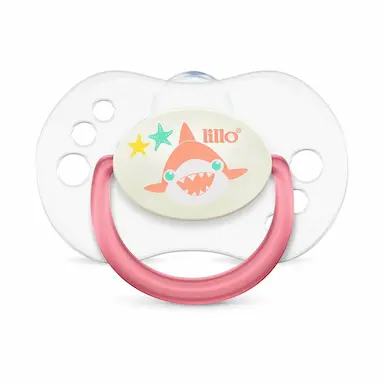Chupeta Lillo Smart Glow Tubarão Tamanho 1 - RN a 6 meses Cor Rosa com 1 unidade