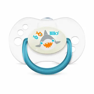 Chupeta Lillo Smart Glow Tubarão Tamanho 2 - maiores de 6 meses Cor Azul com 1 unidade